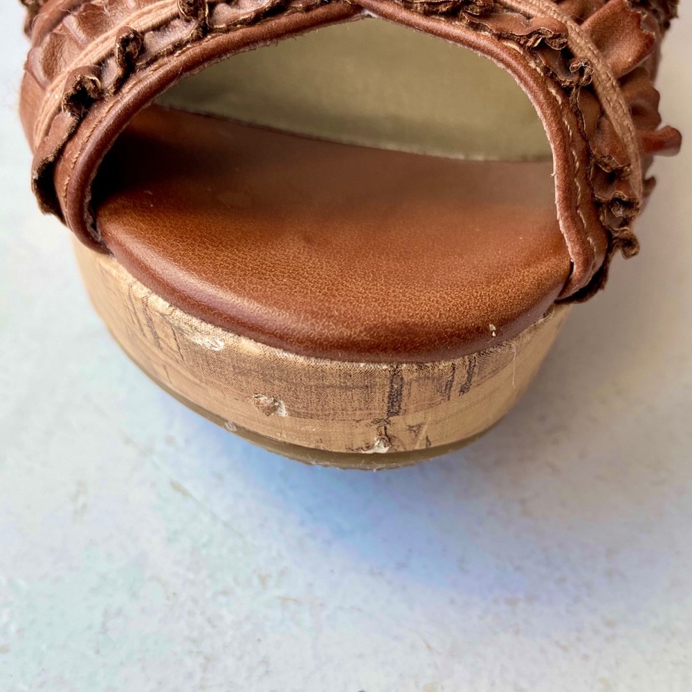 Aldo Brown Wedge Ruffle Sandals - Picture 8 of 8